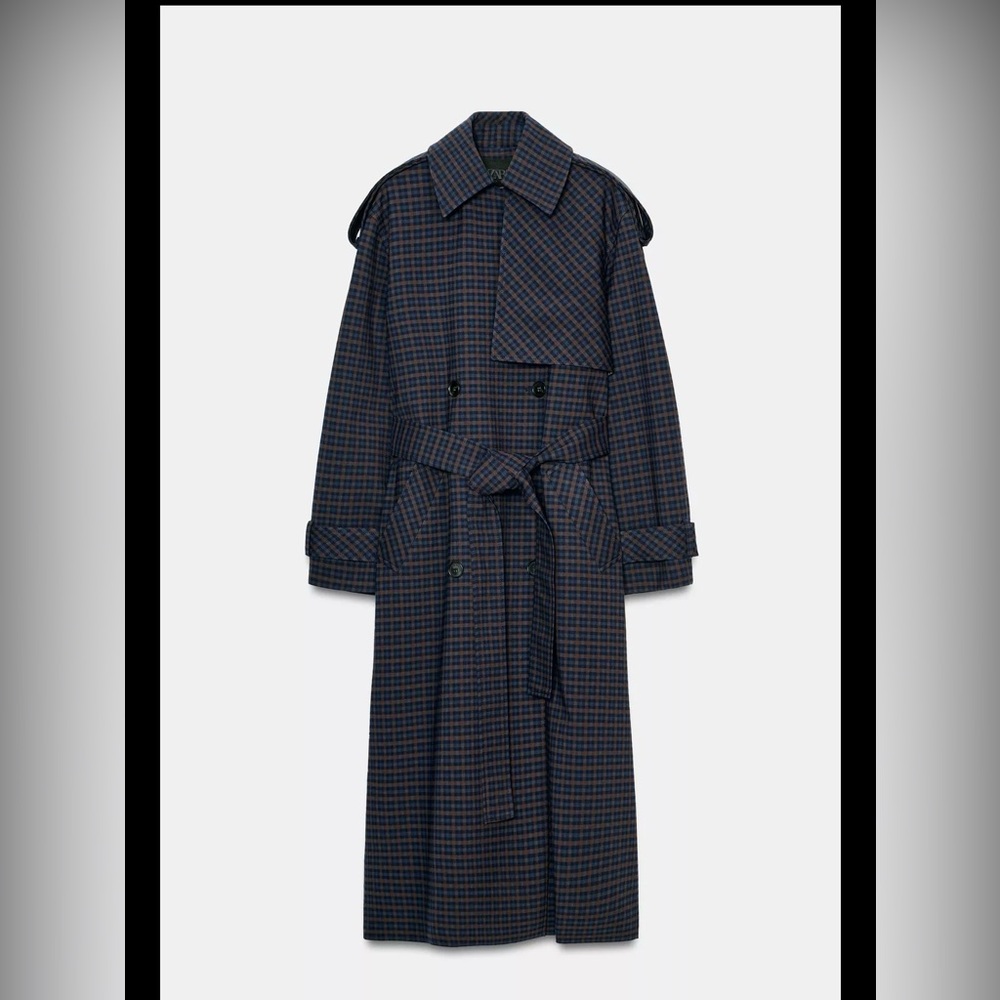 SOLD ZARA PLAID TRENCH COAT ZW COLLECTION LIMITED EDITION M
